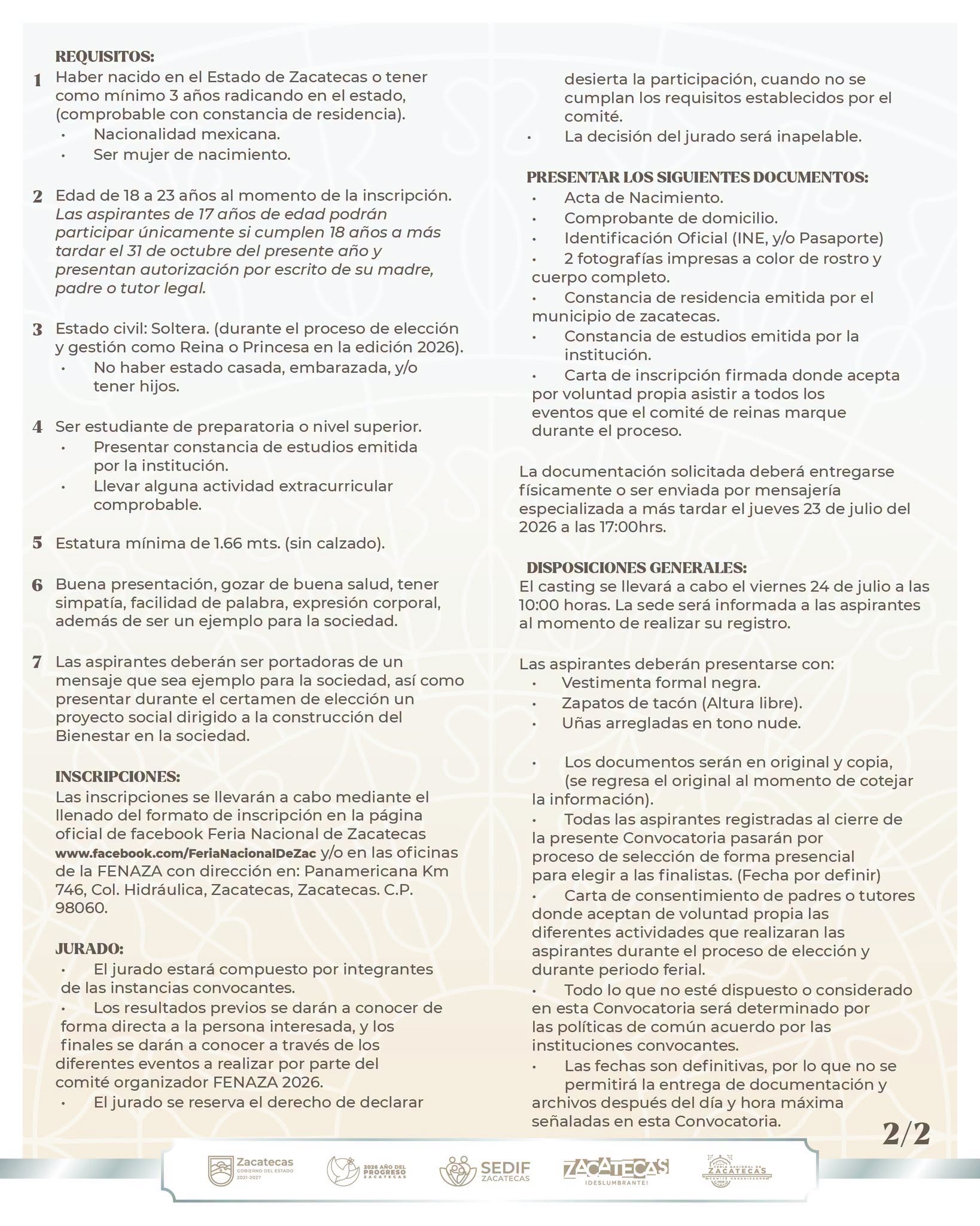 convocatoria reina feria zacatecas